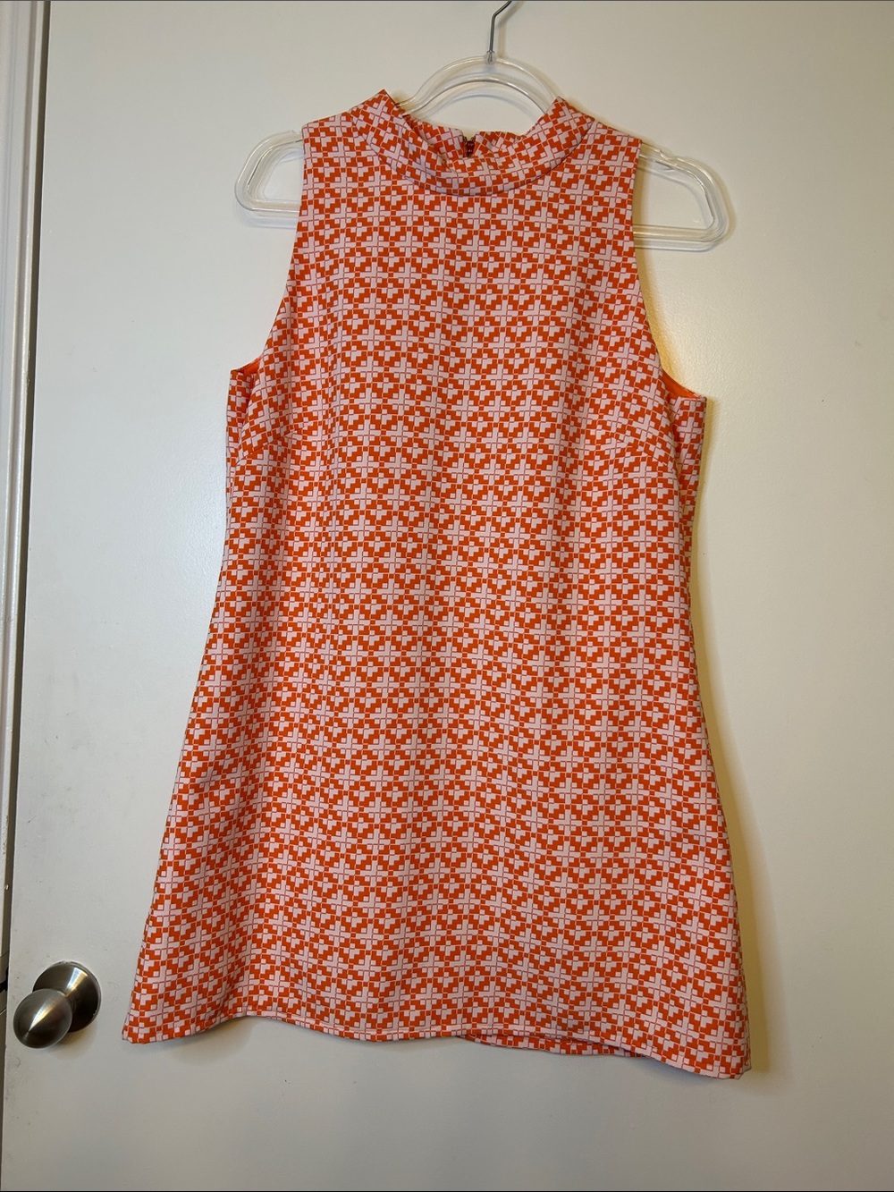 Tahari Arthur S Levine Sleeveless Orange Geometric Shift Dress Size 10